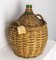 Green Glass Bottle Wicker Basket, France, 1920s 2