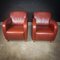 Vintage Red Leather Armchairs, Set of 2 2