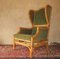 Mid-Century Wing Lounge Chair in Bamboo and Olive Green Velvet, 1970s 18