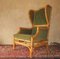 Mid-Century Wing Lounge Chair in Bamboo and Olive Green Velvet, 1970s, Image 18