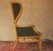 Mid-Century Wing Lounge Chair in Bamboo and Olive Green Velvet, 1970s 15