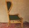 Mid-Century Wing Lounge Chair in Bamboo and Olive Green Velvet, 1970s, Image 15