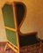 Mid-Century Wing Lounge Chair in Bamboo and Olive Green Velvet, 1970s 12