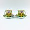 Antique Imperial Russian Art Nouveau Hand Painted Porcelain Tea Cup and Saucer from Kuznetsov, Set of 4 1