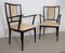 Wooden and Velvet Armchairs, Italy, 1940s, Set of 2 3