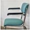 Chaises de Salle à Manger Vintage en Métal et Tissu Turquoise dans le style de Gispen, 1960s, Set de 2 2