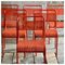 Rote stapelbare Vintage Stühle aus Perforiertem Metall, 1980er, 6er Set 6