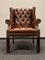 Vintage Chesterfield Wing Chair in Brown Leather 2