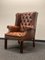 Vintage Chesterfield Wing Chair in Brown Leather, Image 12