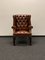 Vintage Chesterfield Wing Chair in Brown Leather, Image 1