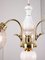 Lámpara de araña italiana vintage de vidrio y cerámica dorada, Imagen 8