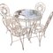 19th Century Garden Table and Iron Chairs in Forged Blan, Set of 5 2