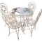 19th Century Garden Table and Iron Chairs in Forged Blan, Set of 5, Image 2