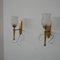 French Brass and Glass Wall Lights, Set of 2 1