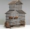 Large Vintage French Bird Cage in Rusty Iron and Wood, 1920s 8
