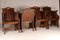 Elm Tub Arts and Crafts Chairs with Panelled Backs and Carry Handles, 1930s, Set of 4 3