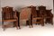 Ulmenholz Tub Arts & Crafts Stühle mit getäfelten Rückenlehnen und Tragegriffen, 1930er, 4 . Set 3