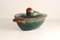 Cazuela de cerámica con tapa de setas y verduras, Bélgica, años 30, Imagen 5