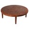 Mid-Century Modern Leather and Wood Circular Coffee Table attributed to Angel I. Pazmino, 1969 1