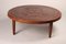 Mid-Century Modern Leather and Wood Circular Coffee Table attributed to Angel I. Pazmino, 1969 2