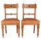 Arts & Crafts Oak Back Pierced Hall Chairs with Soft Pad Seat, 1895, Set of 2 1