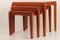 Modern Scandinavian Danish Teak Nest of 3 Tables attributed to Mobelfabrikken Toften, 1960s, Set of 3 3