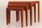 Tavolini con 3 tavolini moderni in teak attribuiti a Mobelfabrikken Toften, Scandinavia, anni '60, set di 3, Immagine 3