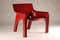Red Vicario Lounge Chairs attributed to Vico Magistretti for Artemide, 1970s, Set of 2 5