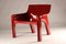 Red Vicario Lounge Chairs attributed to Vico Magistretti for Artemide, 1970s, Set of 2 3