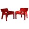 Red Vicario Lounge Chairs attributed to Vico Magistretti for Artemide, 1970s, Set of 2 1