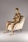 Mid-Century Modern Italian Lounge Chair Sophia in Ivory Velvet, 2019 3
