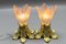 Art Deco French Gilt Bronze and Clear Glass Ceiling Lights, 1920s, Set of 2 4