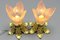 Art Deco French Gilt Bronze and Clear Glass Ceiling Lights, 1920s, Set of 2 5