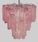 Large Three-Tier Murano Glass Tube Chandelier with Pink Alabaster, 1980s 12