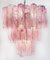 Large Three-Tier Murano Glass Tube Chandelier with Pink Alabaster, 1980s 10