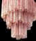 Large Three-Tier Murano Glass Tube Chandelier with Pink Alabaster, 1980s 6