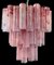 Lámpara de araña grande de tubo de cristal de Murano de tres niveles con alabastro rosa, años 80, Imagen 8