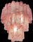 Large Three-Tier Murano Glass Tube Chandelier with Pink Alabaster, 1980s 15