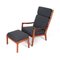 Danish Senator Armchair with Footstool by Ole Wanscher for Cado Mobler, 1960s, Set of 2 2