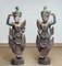 Large 19th Century Polychromed Burmese Nat Temple Dancers, Set of 2, Image 1