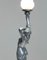 Französische Art Deco Biba Woman Tischlampe aus Zinn auf Marmorsockel im Stil von Max Le Verrier, 1920er 12