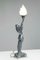 Art Deco French Biba Woman Table Lamp Pewter on Marble Base in the style of Max Le Verrier, 1920s, Image 11