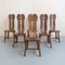Brutalist Dining Chairs in Oak by De Puydt, 1970s, Set of 6 1