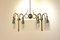 Mid-Century Italian Sanded Glass and Brass Chandelier, 1950s 1