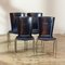 Postmodern Leather & Chrome Dining Chairs from Frag, Italy, 1980s, Set of 4 2