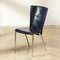 Postmodern Leather & Chrome Dining Chairs from Frag, Italy, 1980s, Set of 4 5