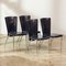 Postmodern Leather & Chrome Dining Chairs from Frag, Italy, 1980s, Set of 4 1