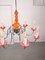 Lámpara de araña vintage de cristal de Murano naranja con ocho brazos, Imagen 14