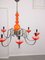Lámpara de araña vintage de cristal de Murano naranja con ocho brazos, Imagen 15