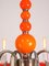 Orangefarbener Vintage Kronleuchter aus Muranoglas mit 8 Armen 8
